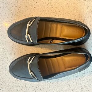 Rachel Zoe Black Loafers with Gold Detail